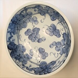 Vintage Blue and White Japanese Serving Bowl, Signed- ca 1970s